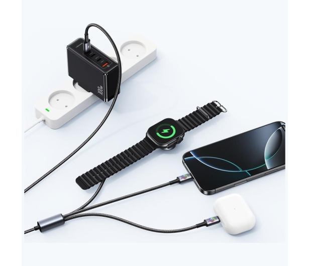 USAMS Kabel 3w1 z ładowarką indukcyjną 72W do USB-C stalowy - 1569028 - zdjęcie 7